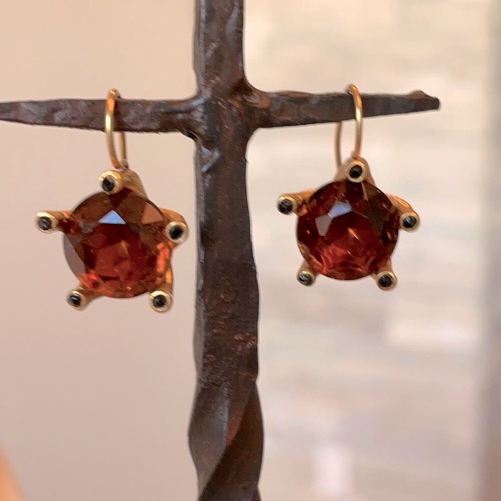 Vintage Gold Plated Bronze Crystal Earrings